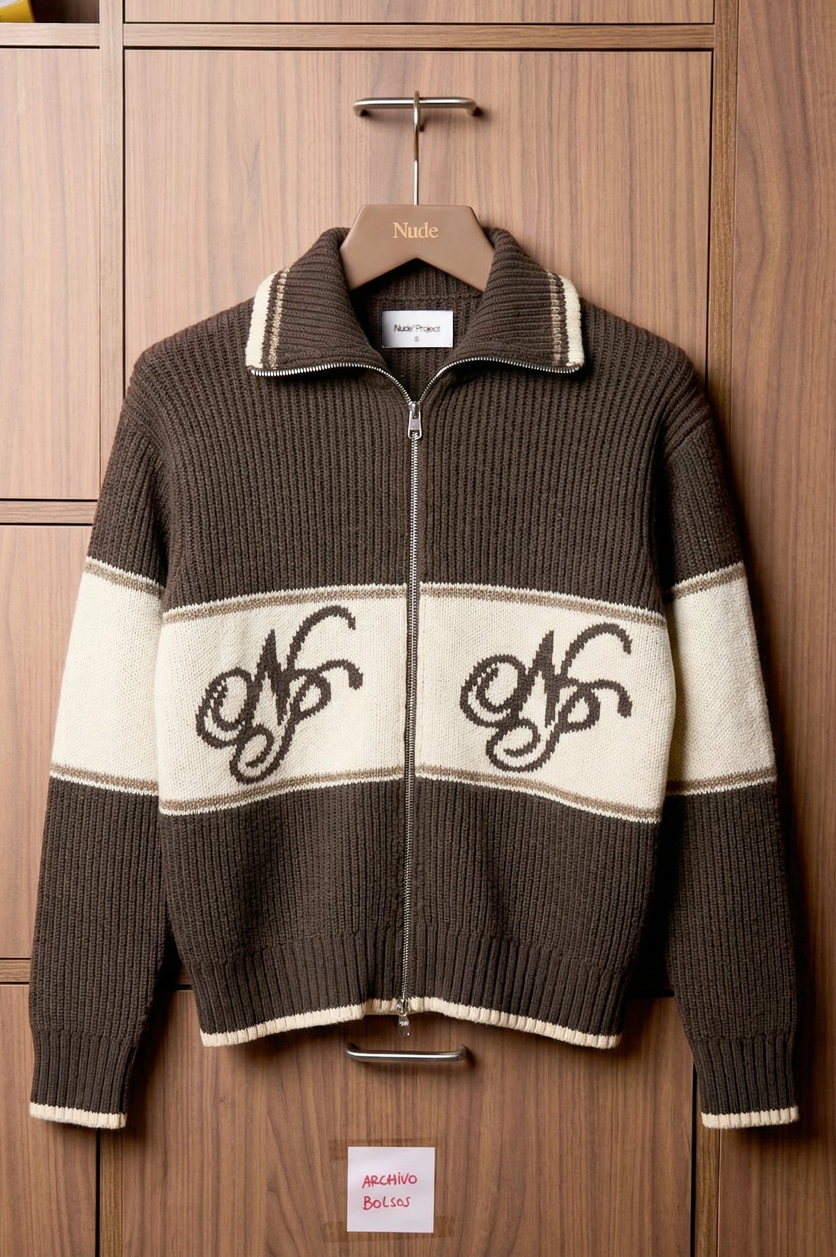 Voyage Knit Zip-Up Cardigan Brown