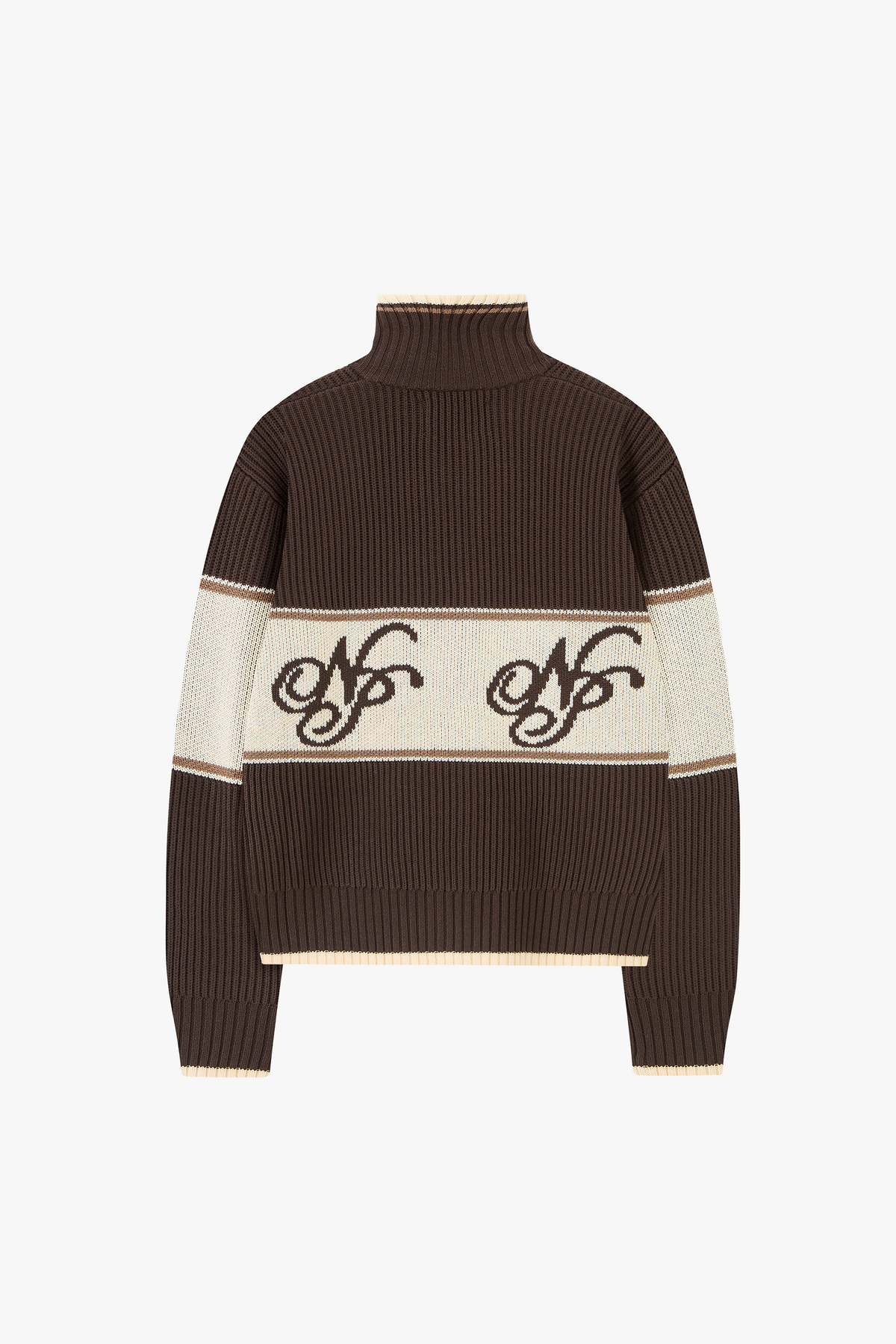 Voyage Knit Zip-Up Cardigan Brown