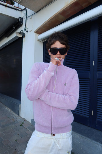 Shady Knit Zip-Up Cardigan Purple