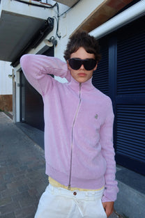 Shady Knit Zip-Up Cardigan Purple