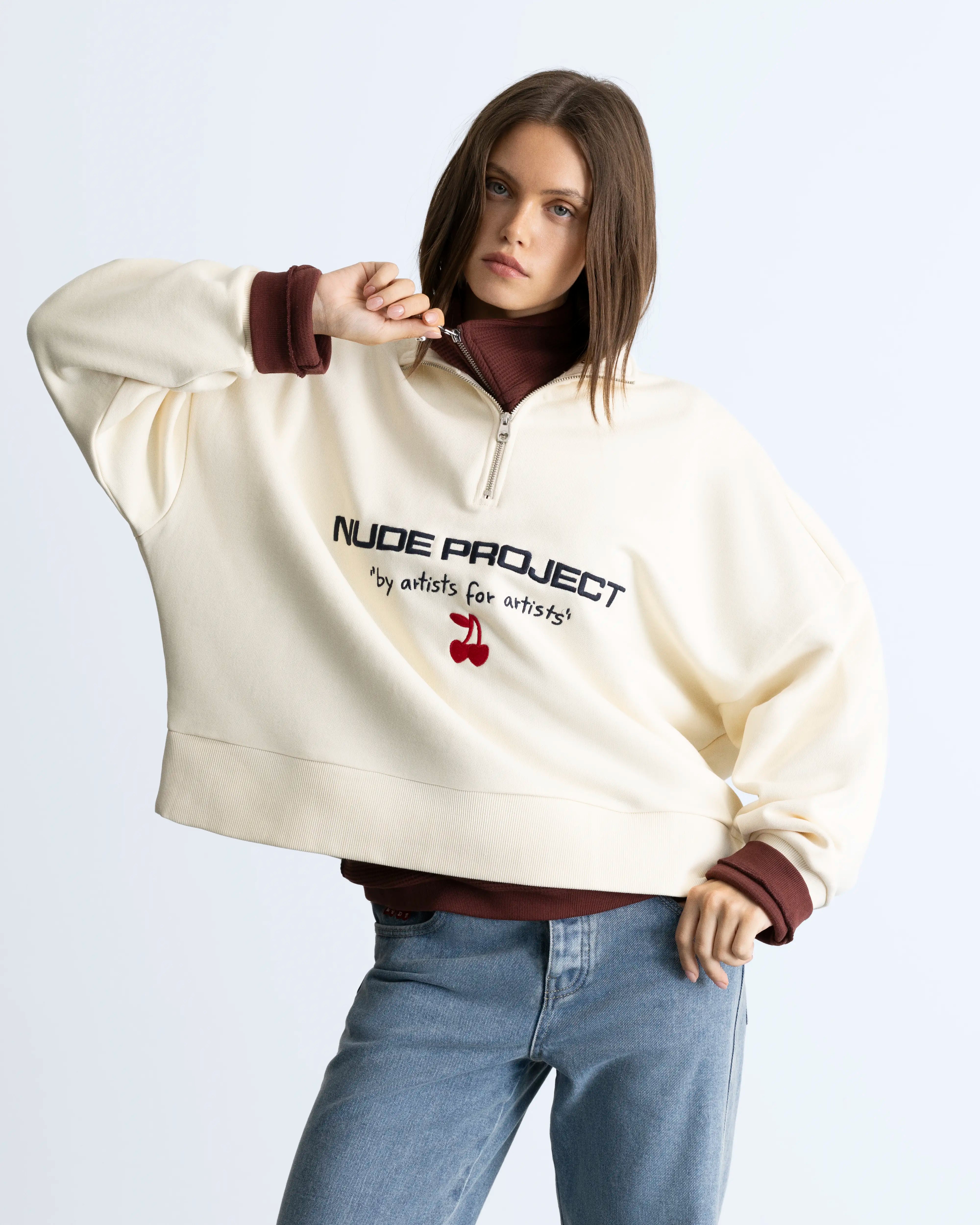 Sport Quarter-Zip Marshmallow – Nude Project Sport Quarter-Zip Marshmallow – Nude Project