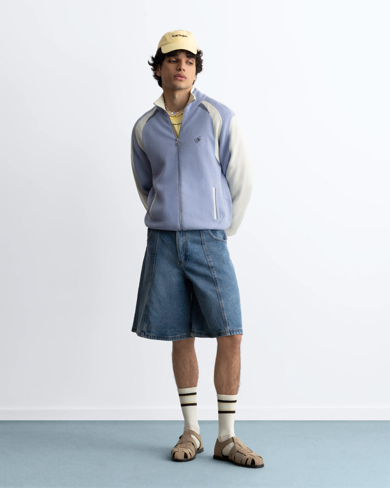 Footy Knit Zip-Up Cardigan Blue