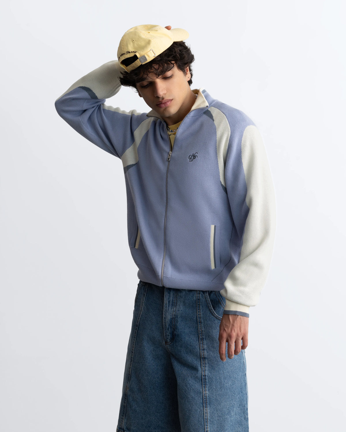 Footy Knit Zip-Up Cardigan Blue