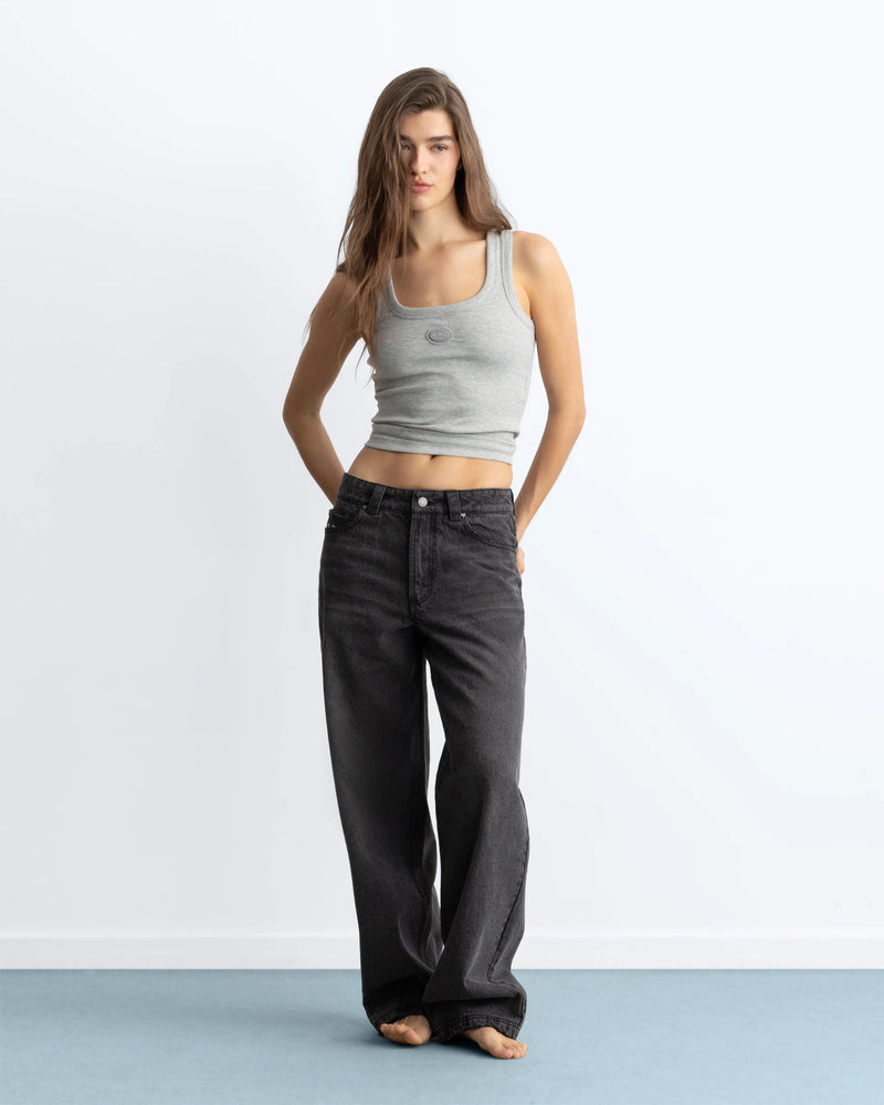 Basic Straight Jeans Black-Black
