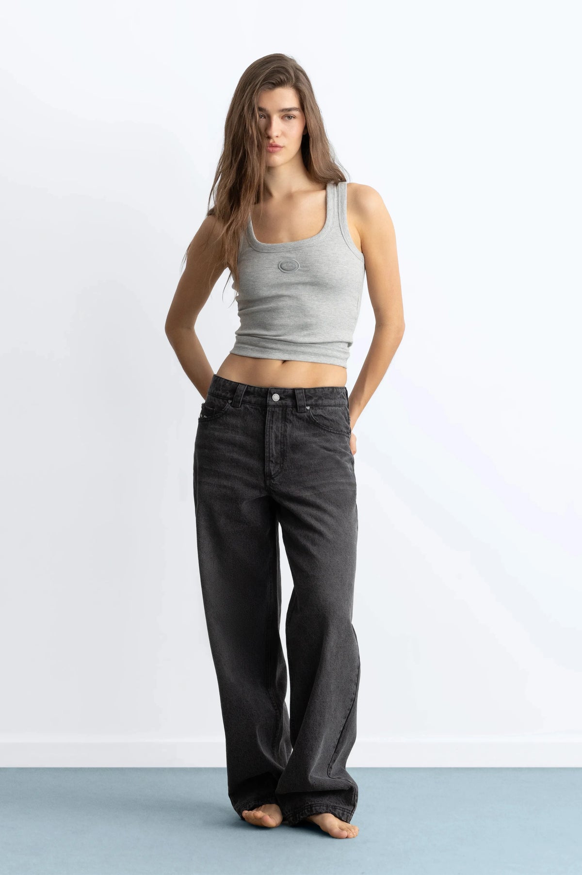 Basic Straight Jeans Grey