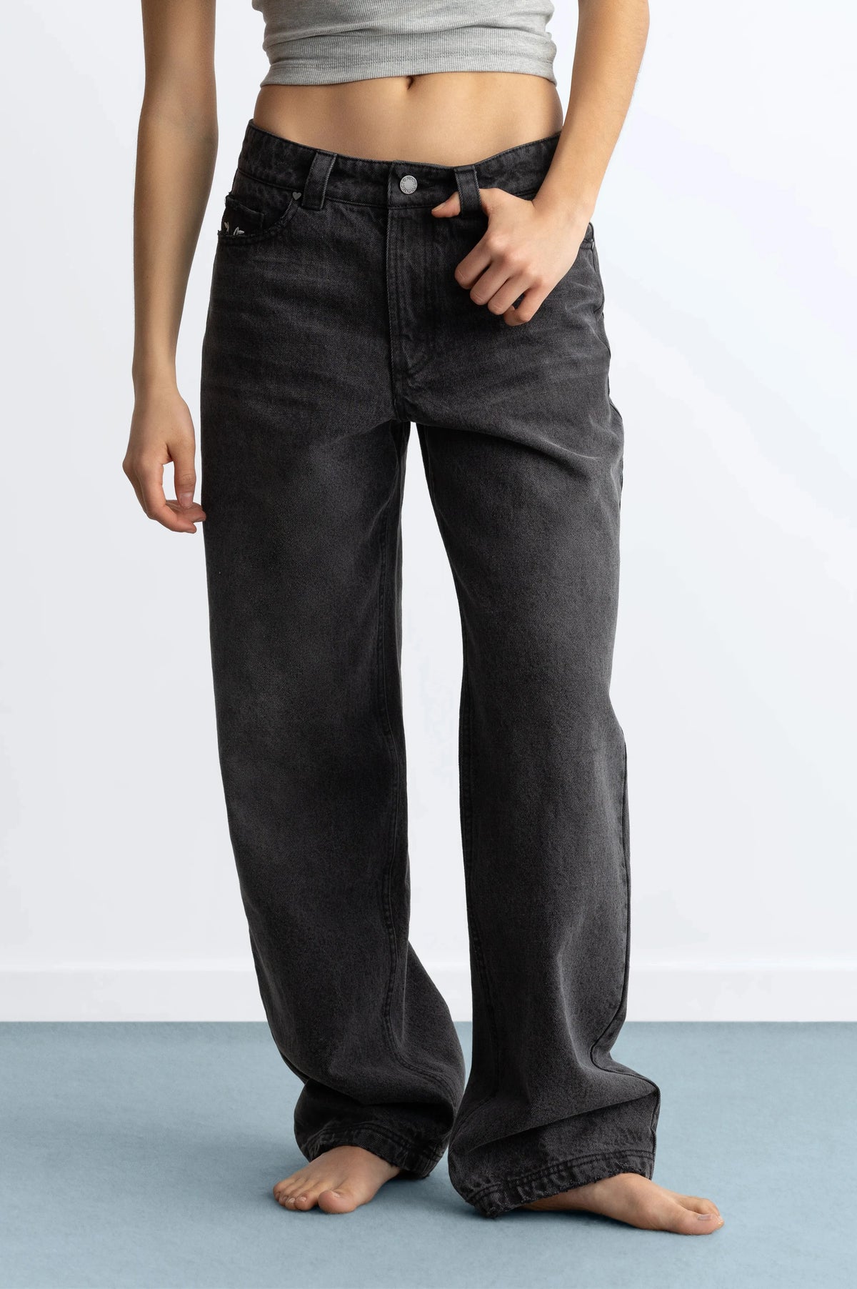 Basic Straight Jeans Grey