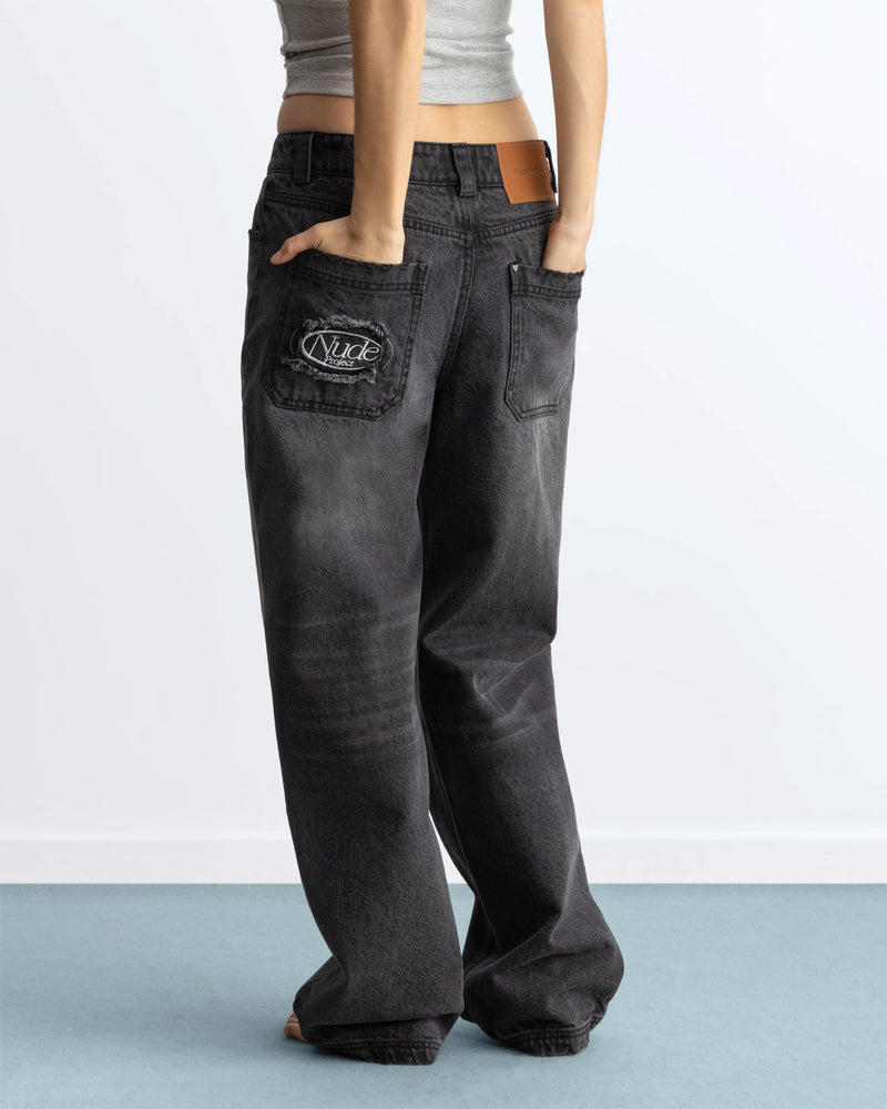 Basic Straight Jeans Black-Black