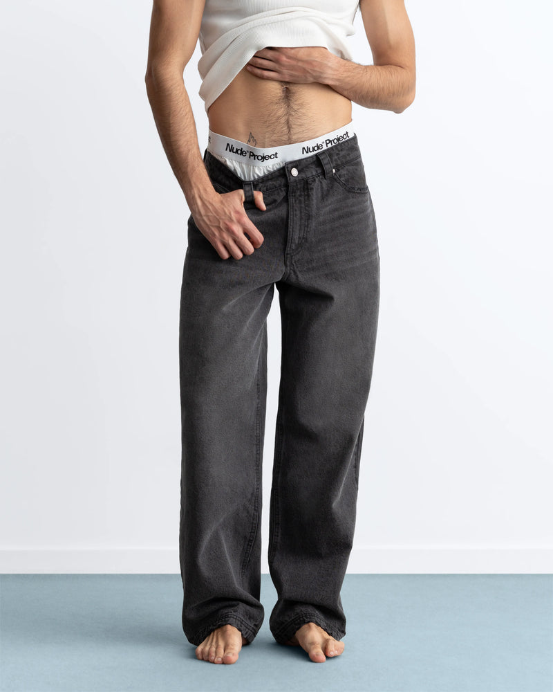 Basic Straight Jeans Black-Black