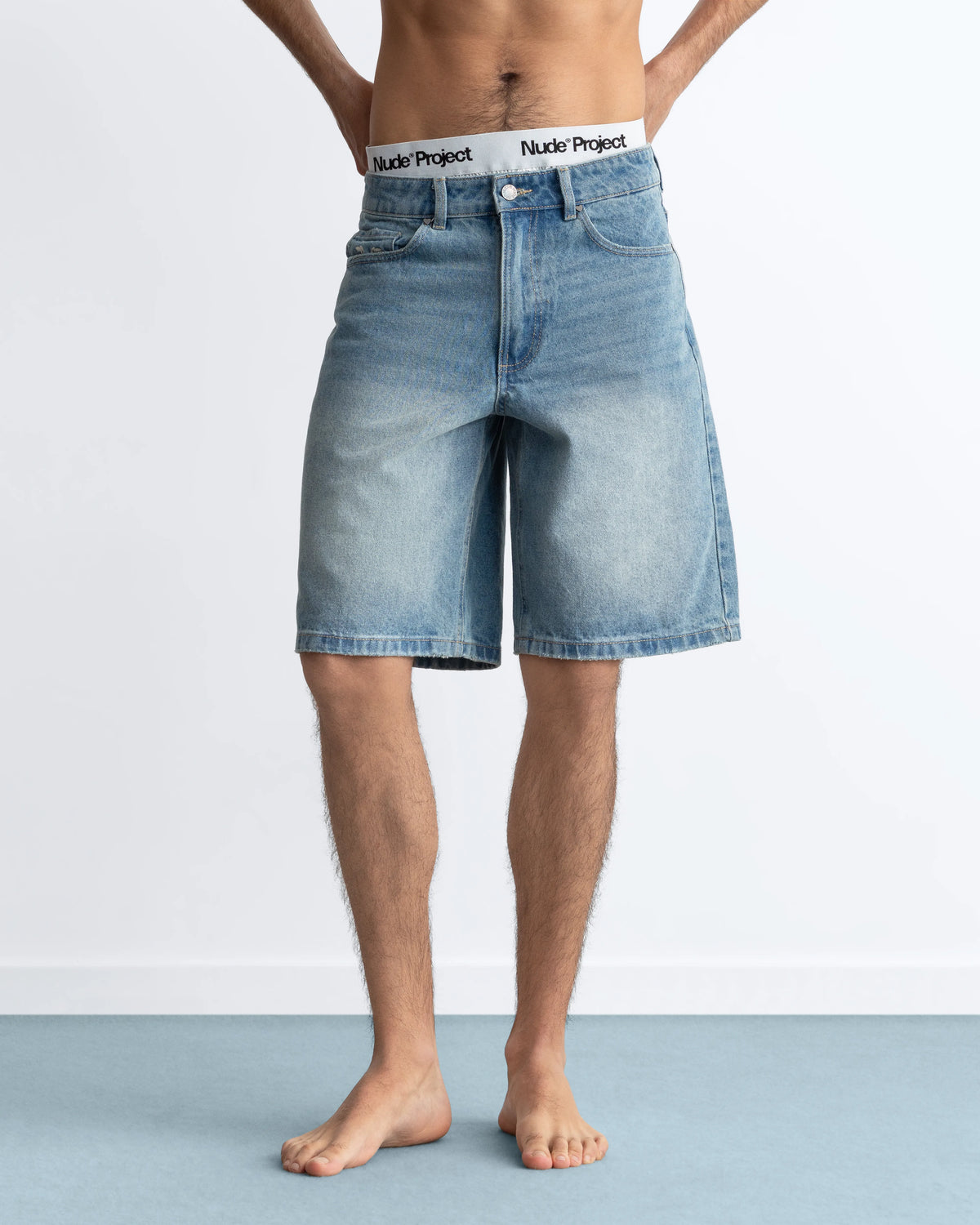 Straight Denim Shorts Medium Blue