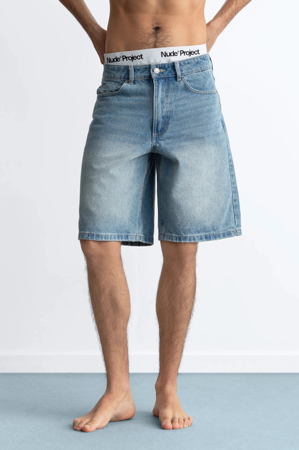 Straight Denim Shorts Medium Blue