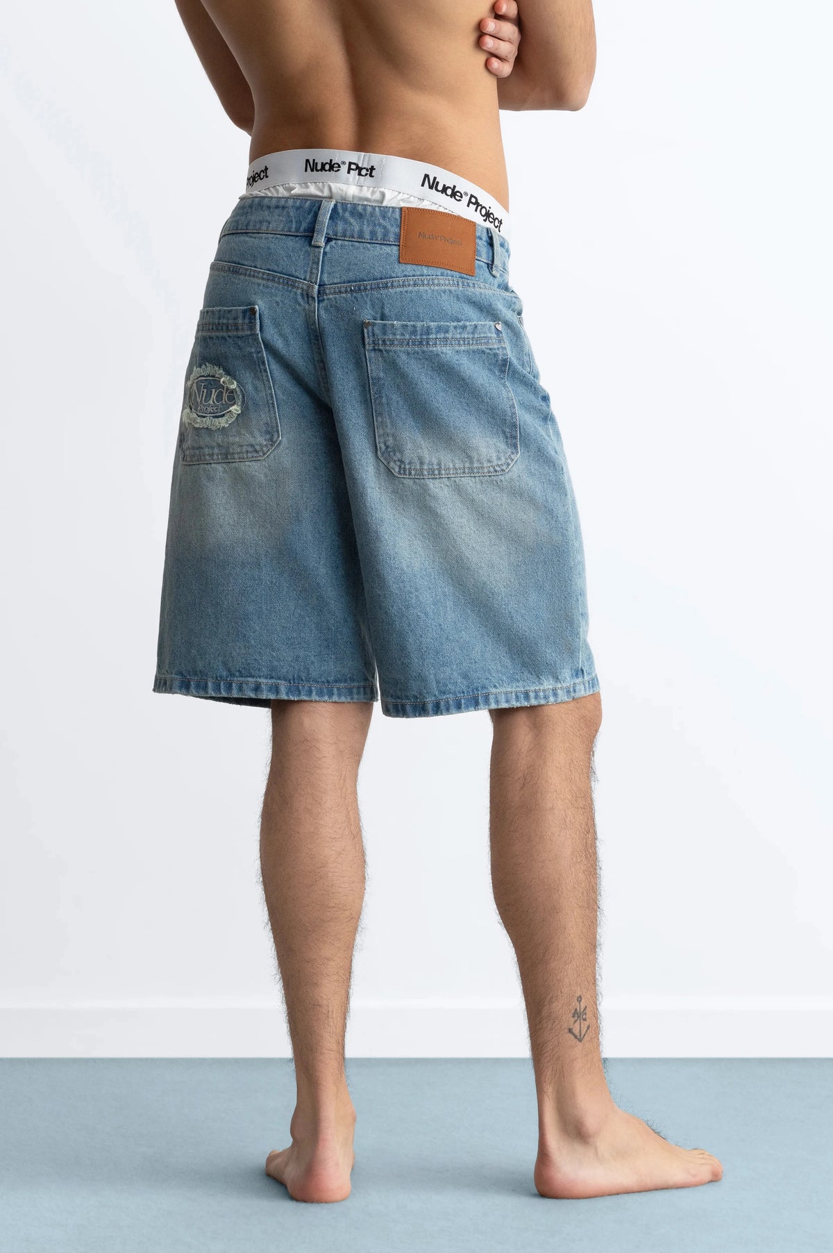 Straight Denim Shorts Medium Blue