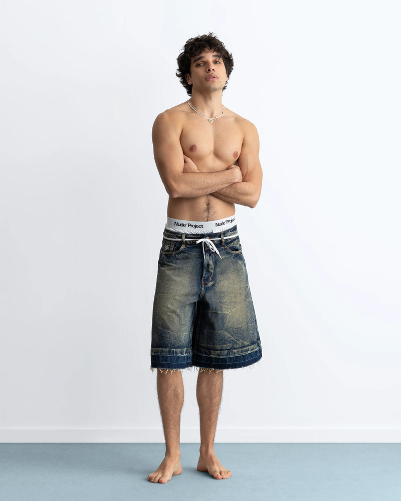 Old Baggy Denim Shorts Dirty Wash