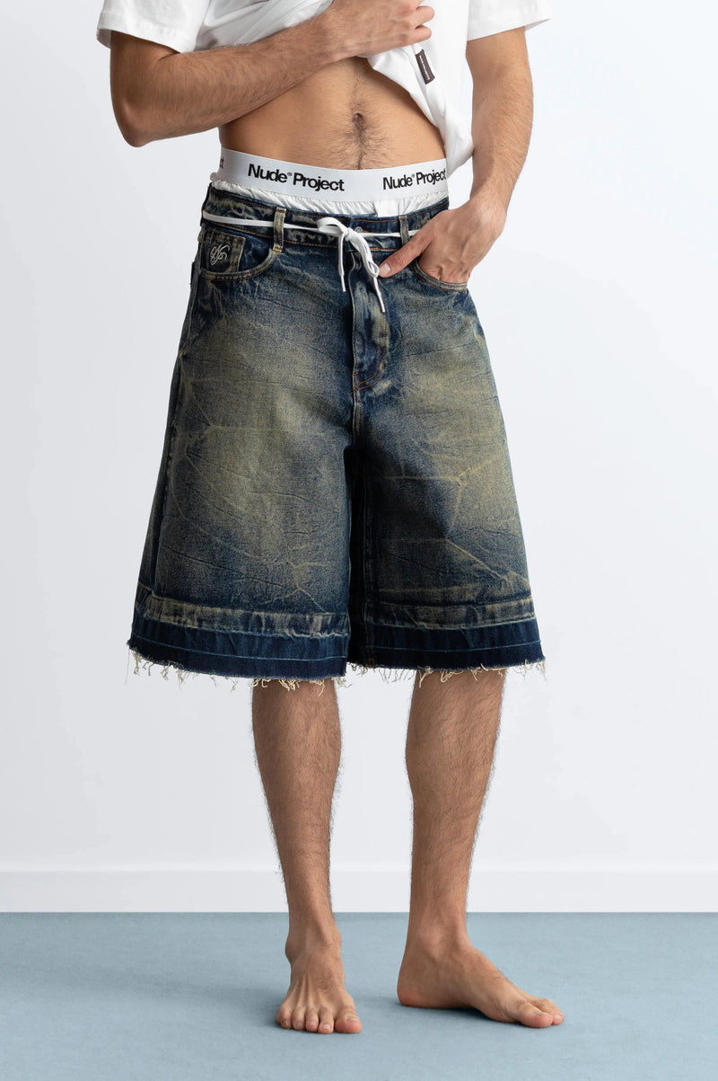 Old Baggy Denim Shorts Dirty Wash