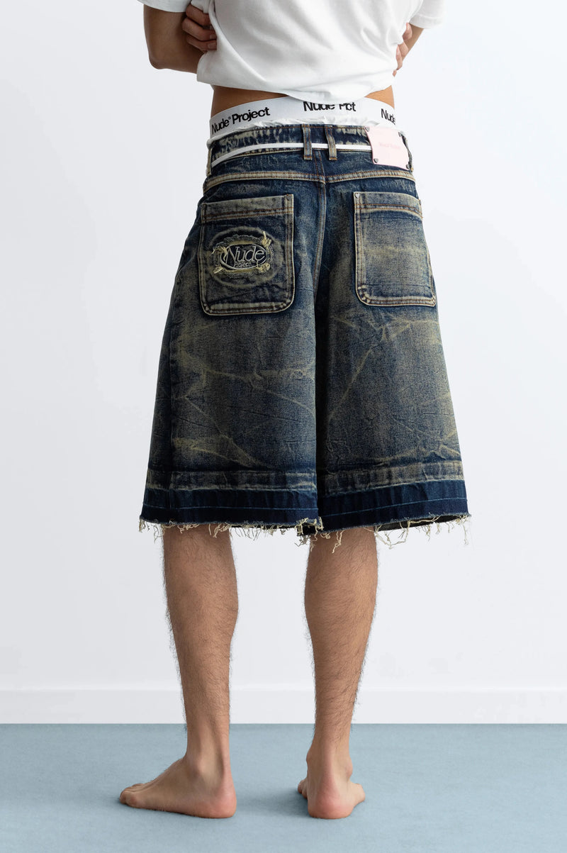Old Baggy Denim Shorts Dirty Wash