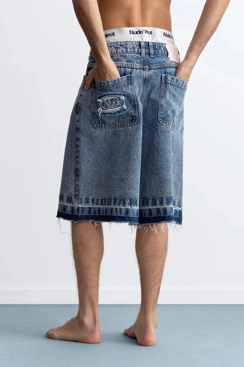 Old Baggy Denim Shorts Medium Blue