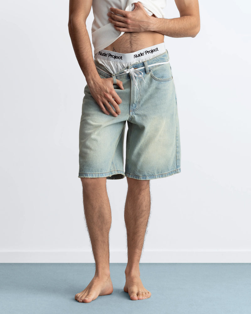 Straight Denim Shorts Sand Washed