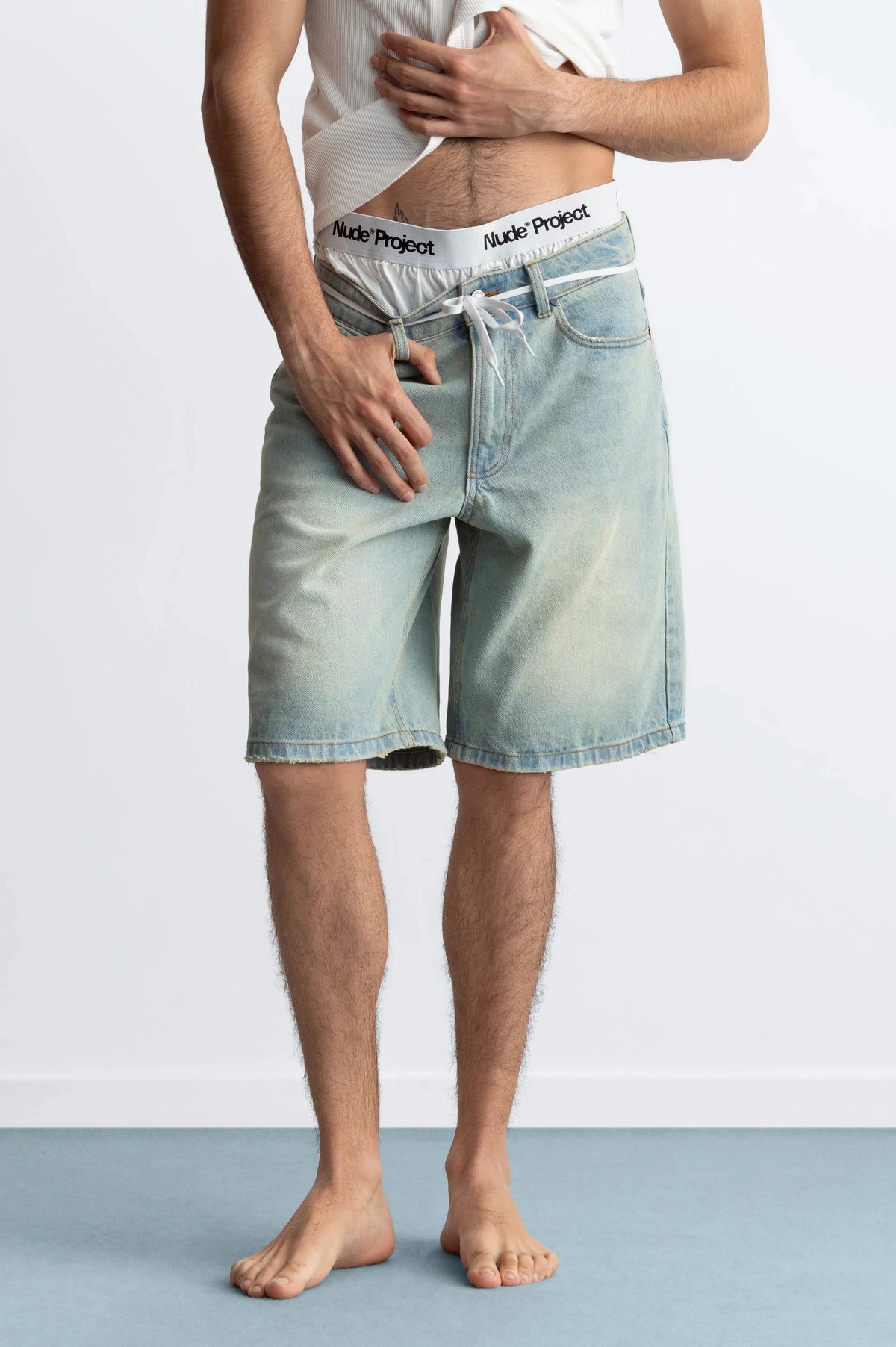 Straight Denim Shorts Sand Washed