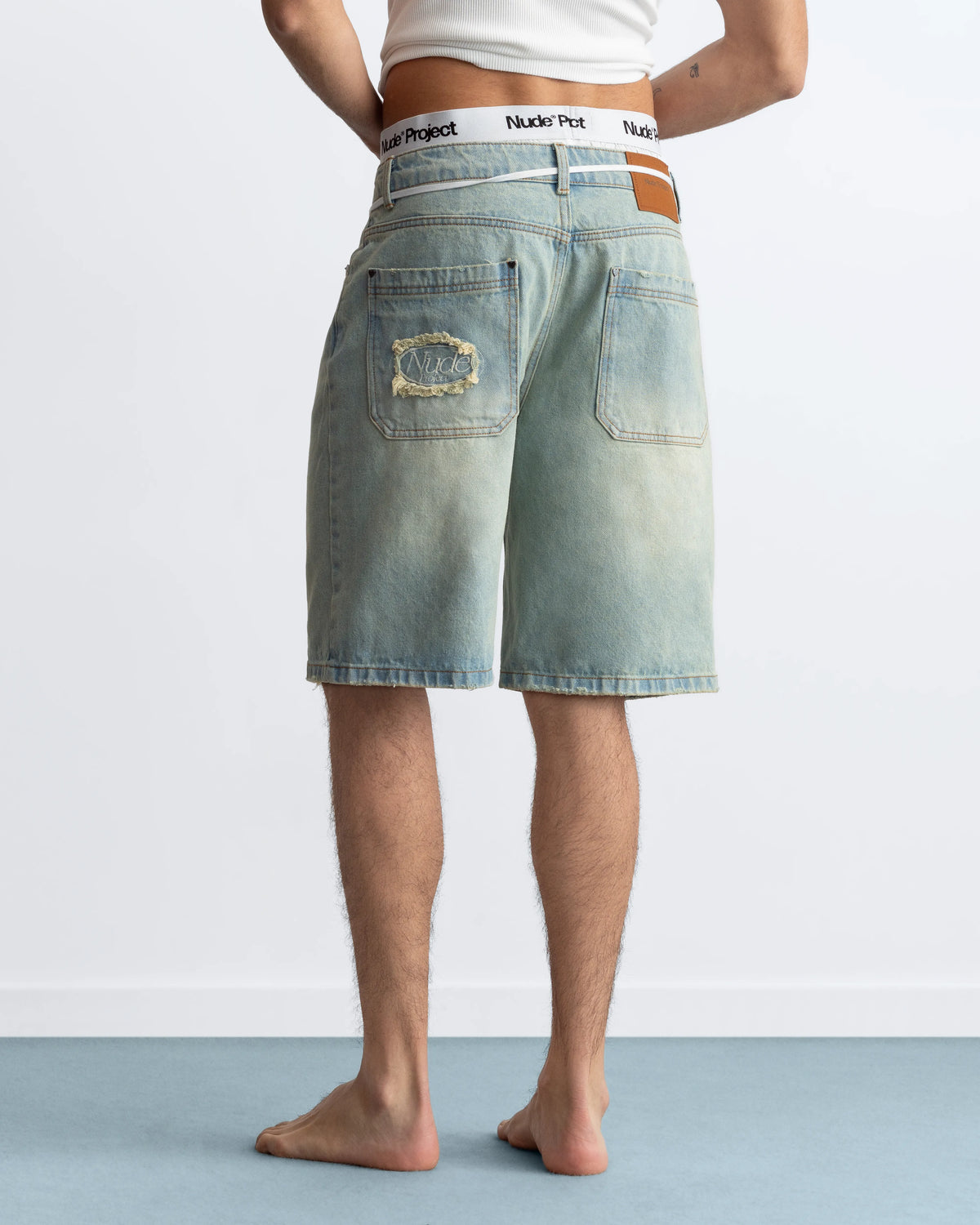 Straight Denim Shorts Sand Washed