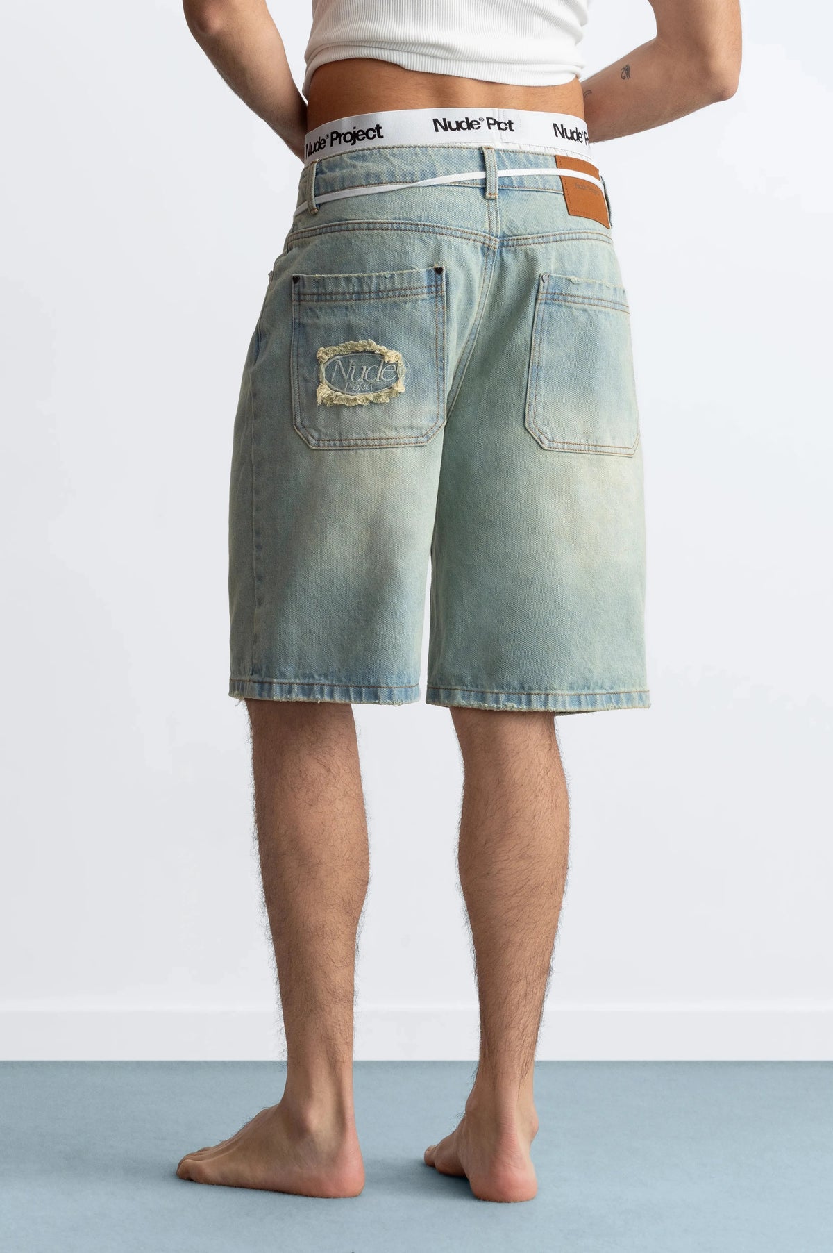 Straight Denim Shorts Sand Washed