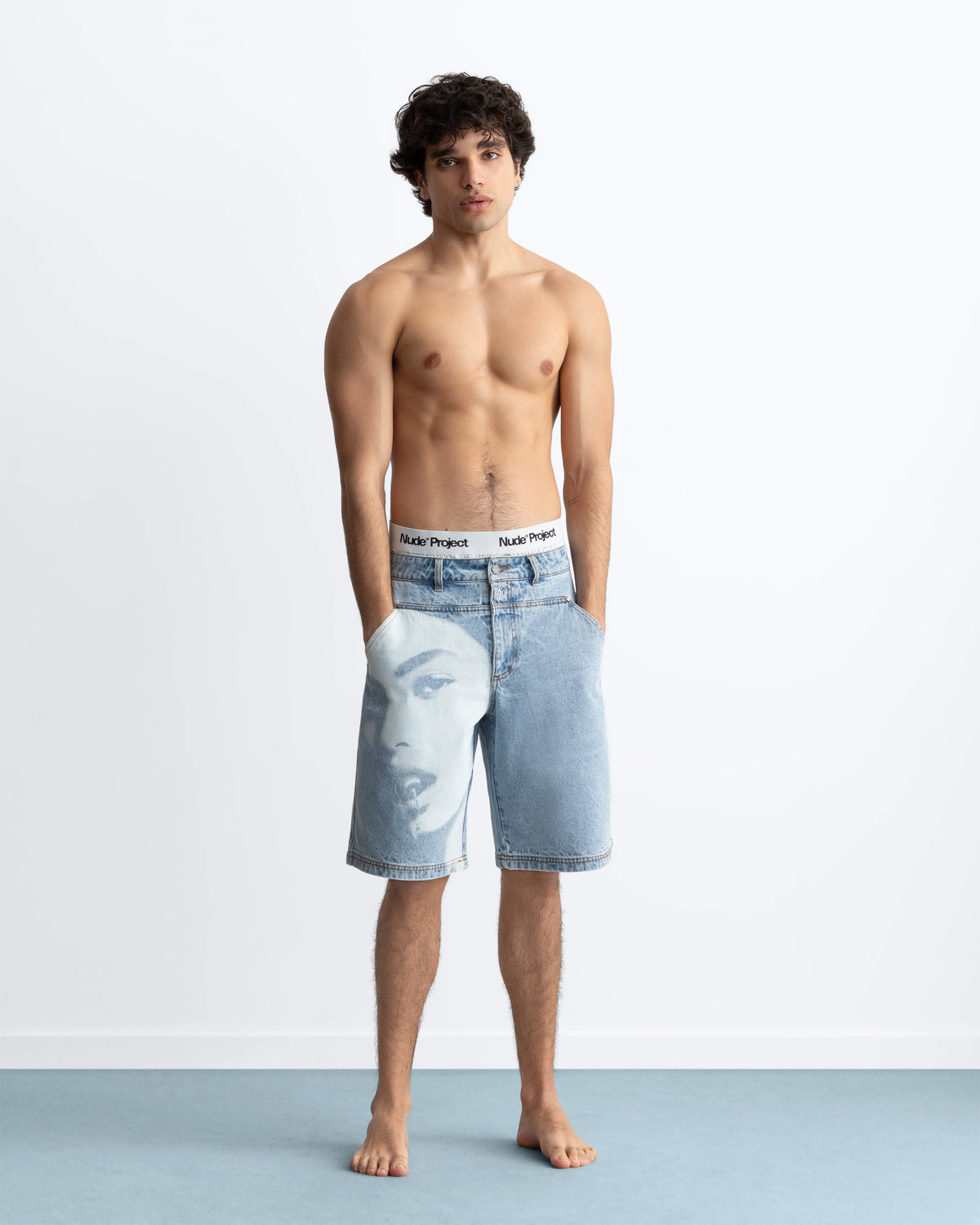 Laser Straight Denim Shorts