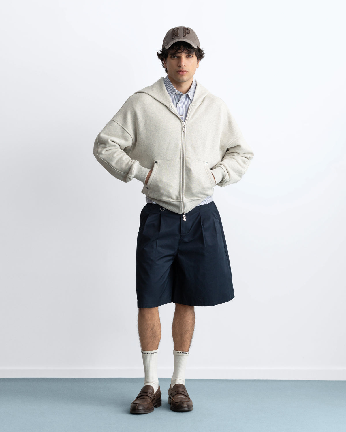 Beast Zip-up Hoodie Grey Melange