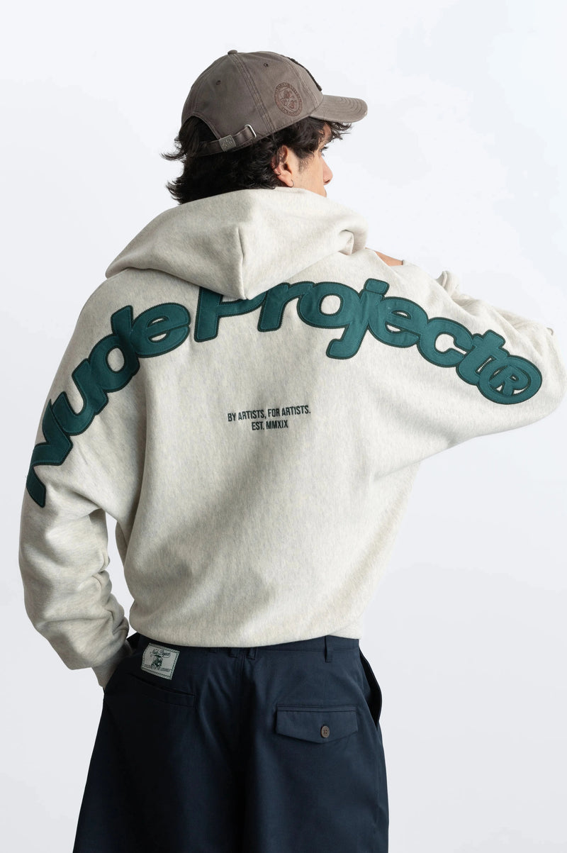 Beast Zip-up Hoodie Grey Melange
