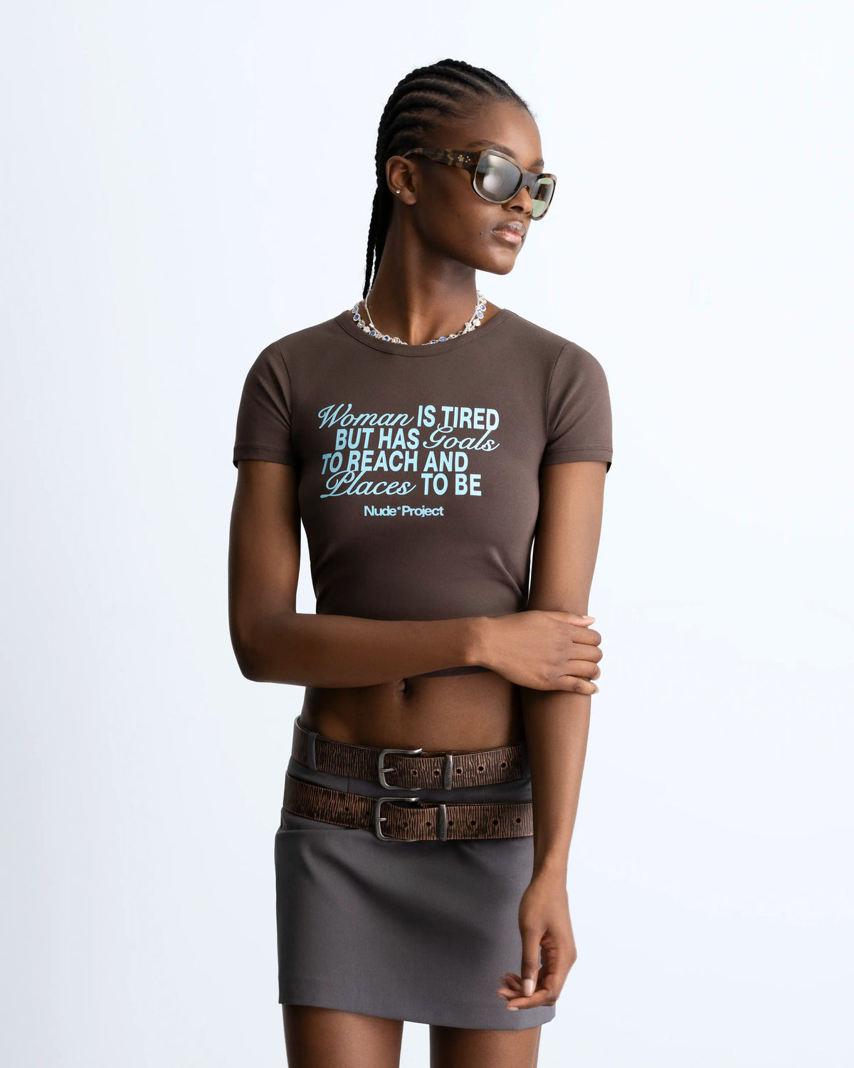 Goals Baby Tee Brown