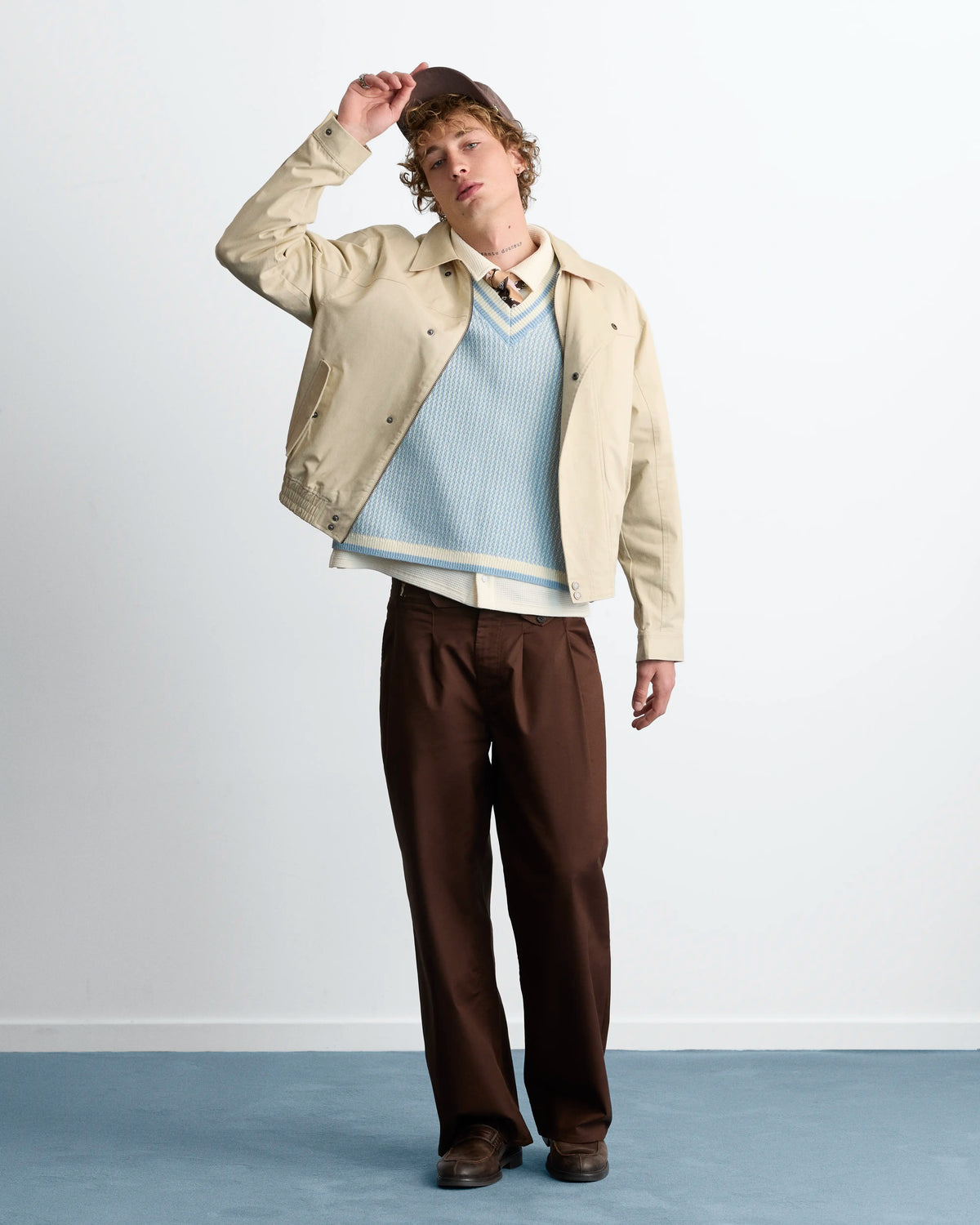 Pleated Chino Pants Brown