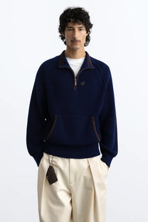 Ridgmount Quarter-Zip Knit Sweater Navy