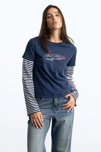 Britpop Double-Layer Long-Sleeve Tee