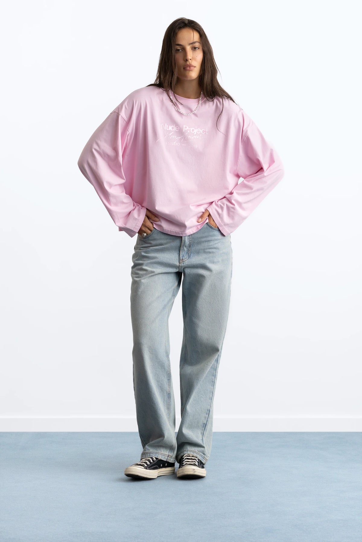 Mon Amour Long-Sleeve Tee Pink