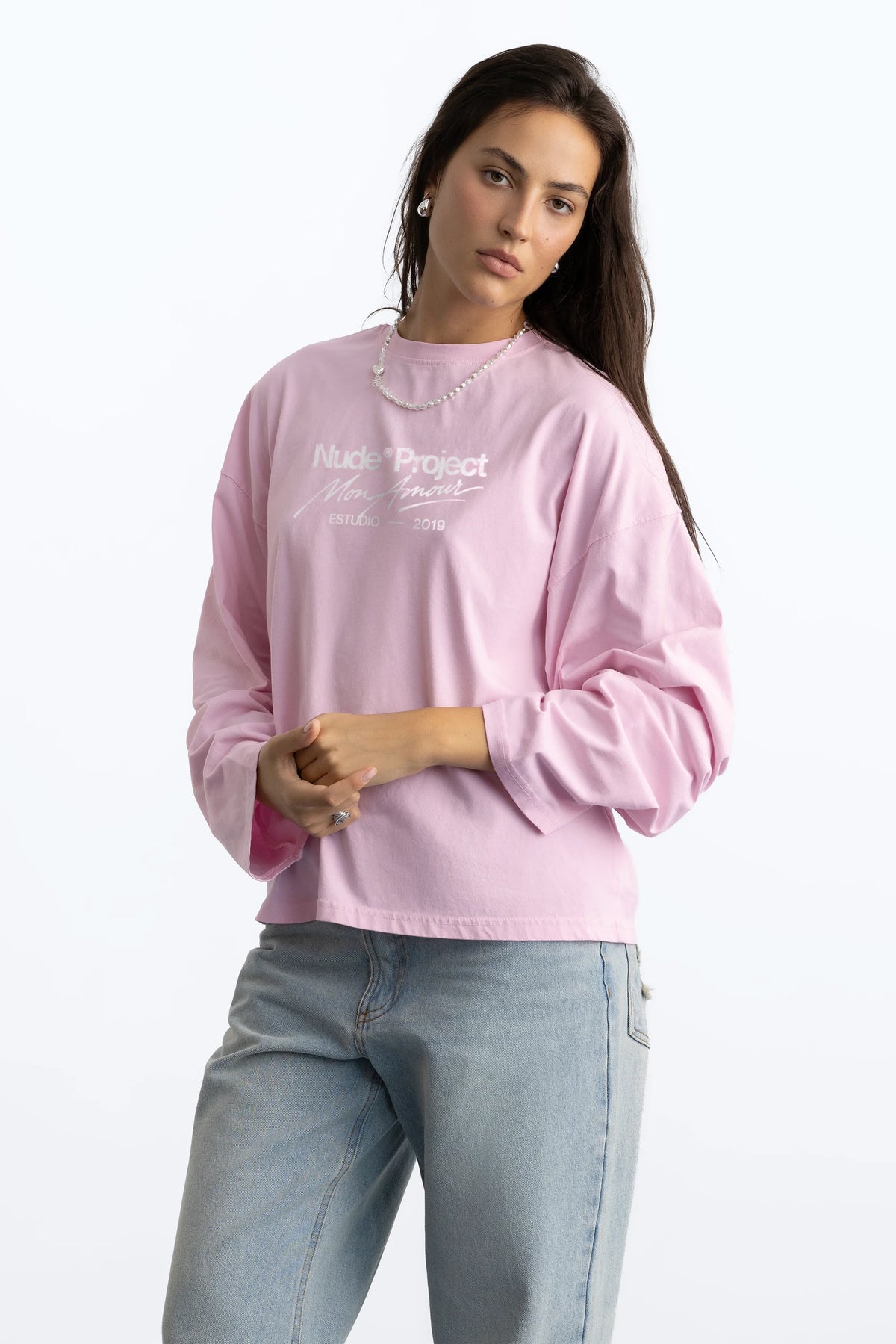 Mon Amour Long-Sleeve Tee Pink