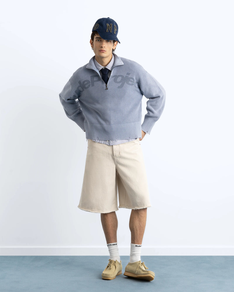 Beast Quarter-Zip Knit Blue Grey