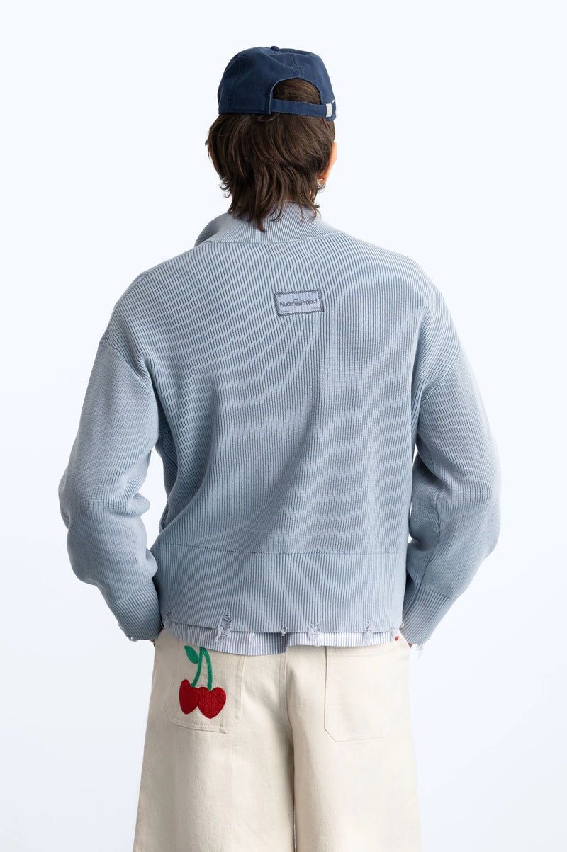 Beast Quarter-Zip Knit Blue Grey