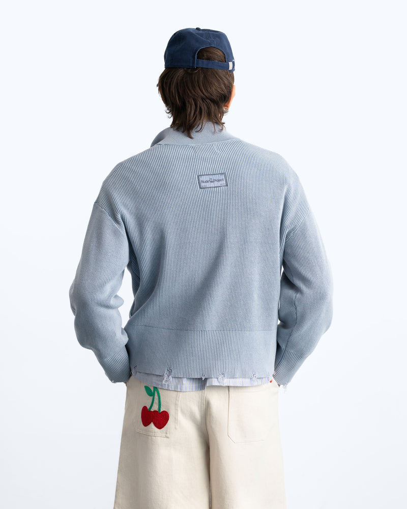 Beast Quarter-Zip Knit Blue Grey