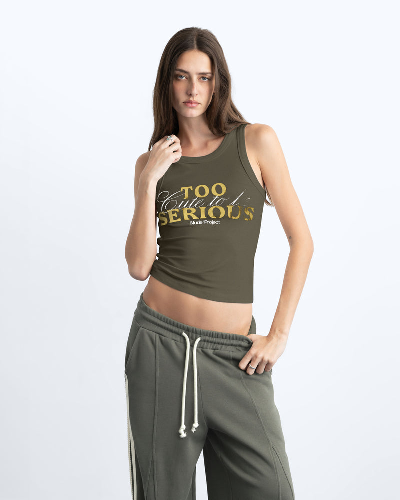 Too Serious Tank Top Khaki