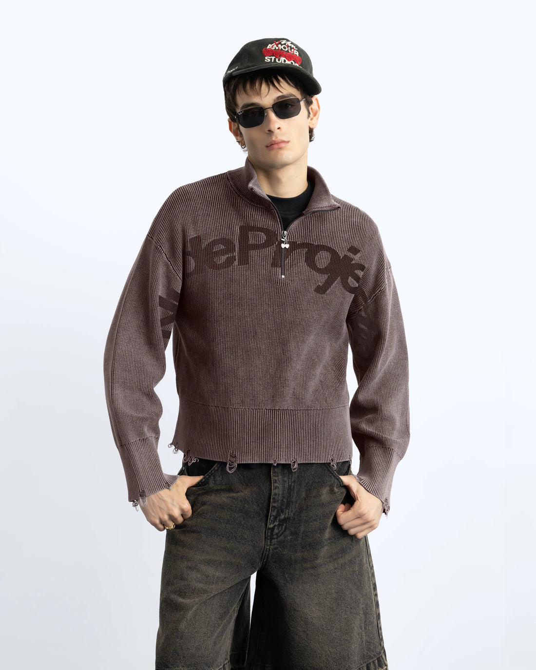 Beast Quarter-Zip Knit Brown