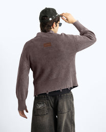 Beast Quarter-Zip Knit Brown