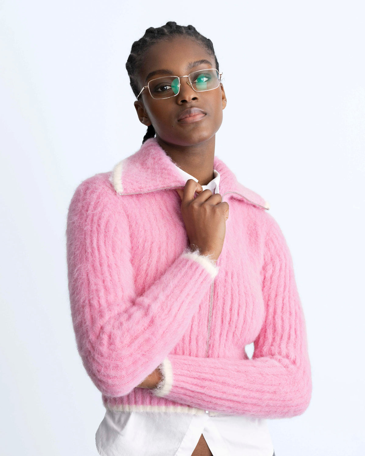 Mansion Zip-Up Knit Pink