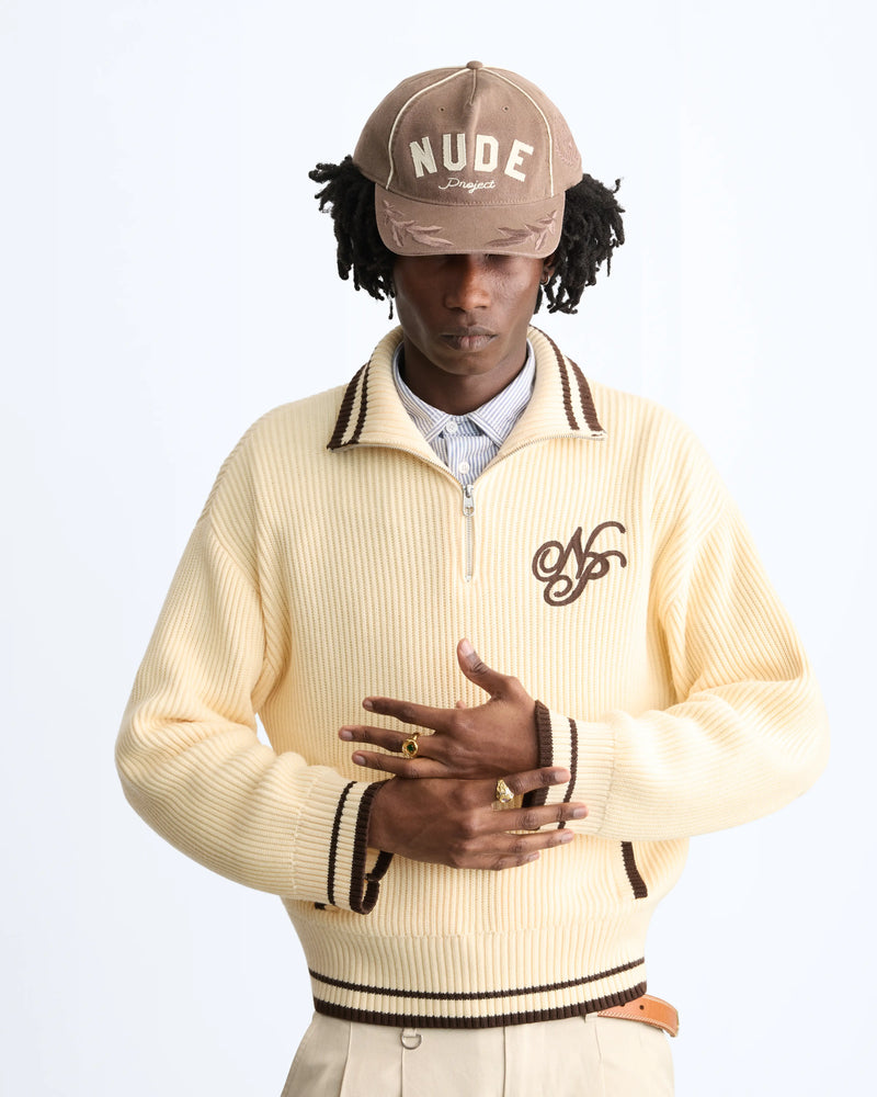 Ying-Yang Quarter-Zip Knit Off-white