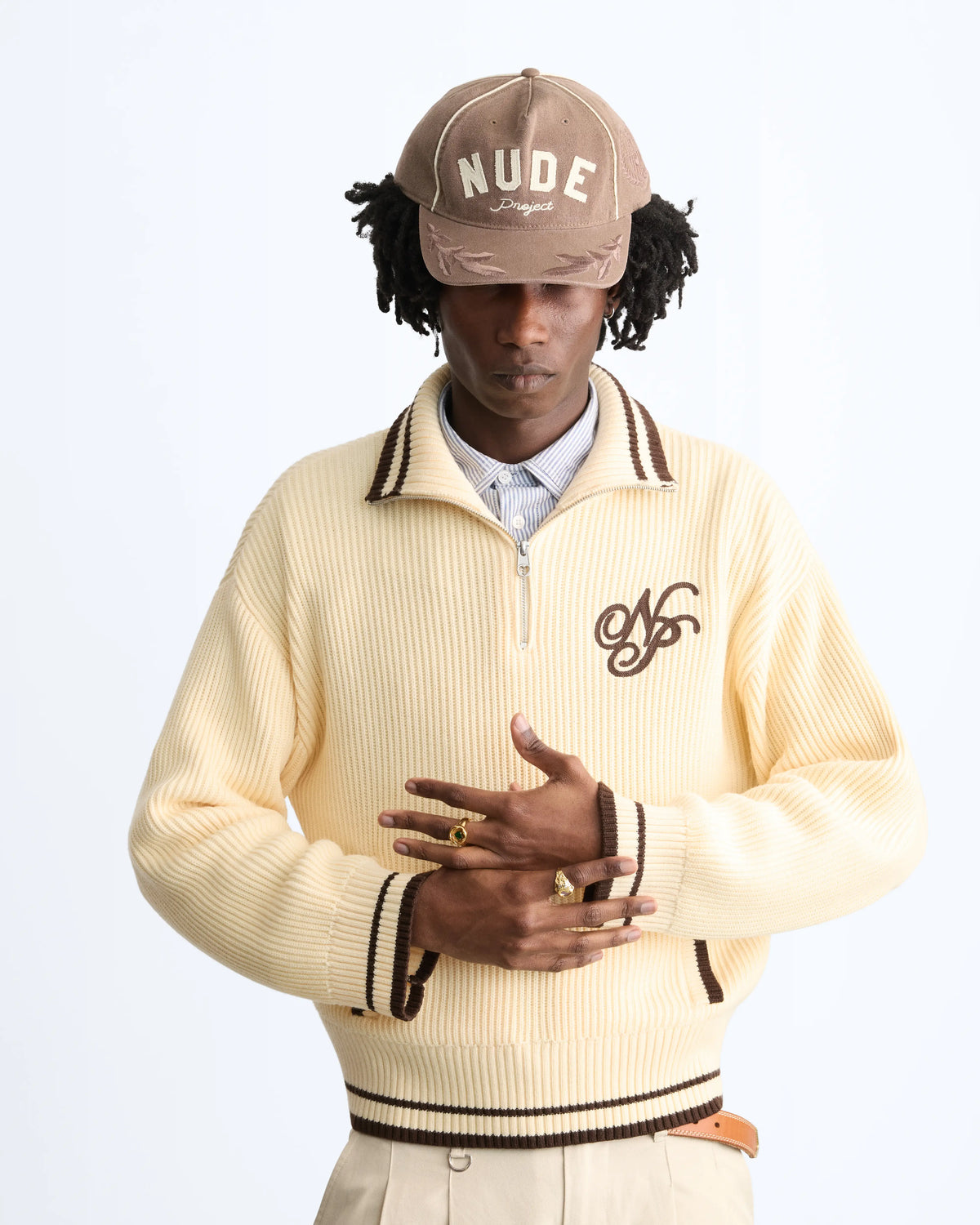 Ying-Yang Quarter-Zip Knit Off-white