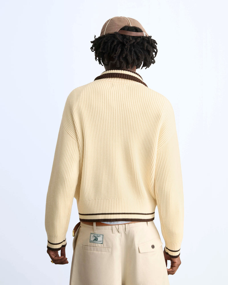 Ying-Yang Quarter-Zip Knit Off-white