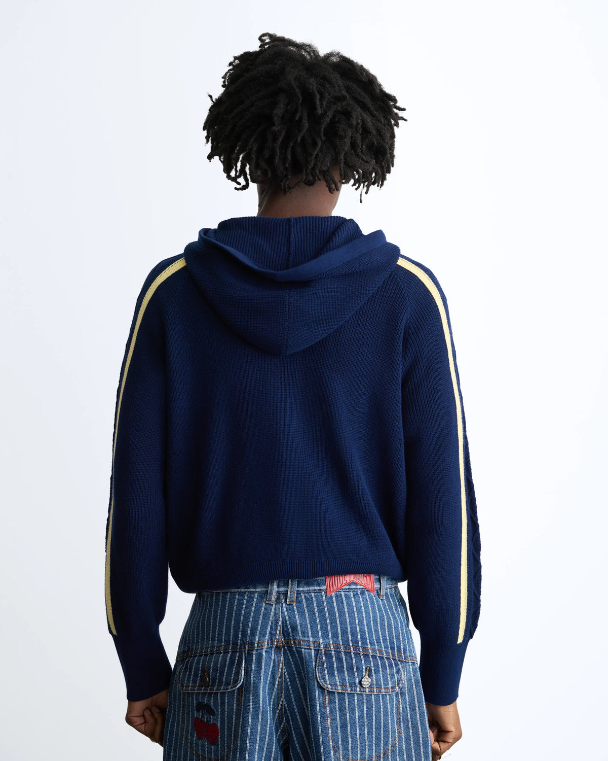 Monk Knit Zip-Up Hoodie Navy