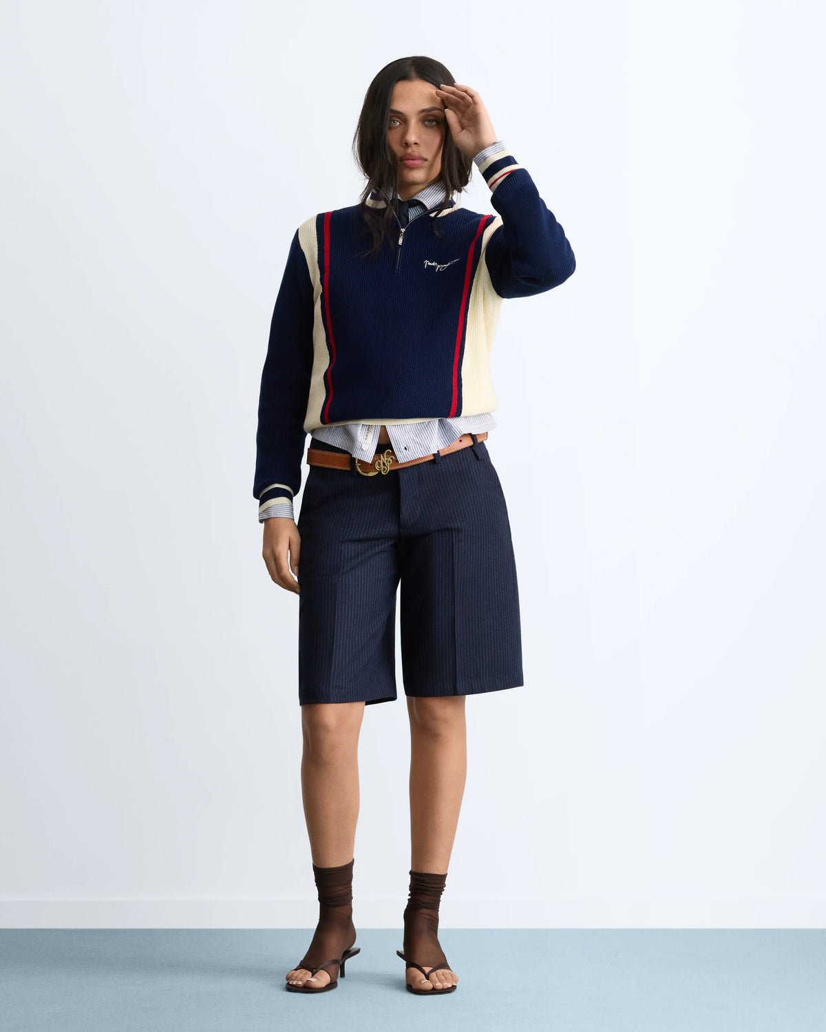 Senna Knit Quarter-Zip Navy