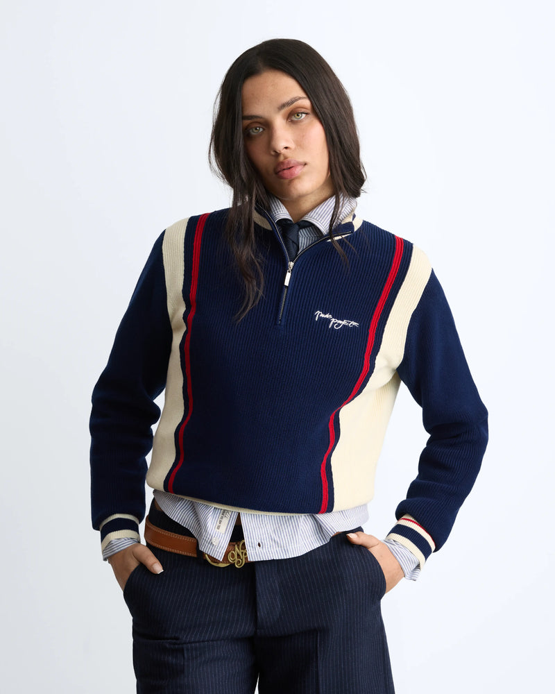 Senna Knit Quarter-Zip Navy