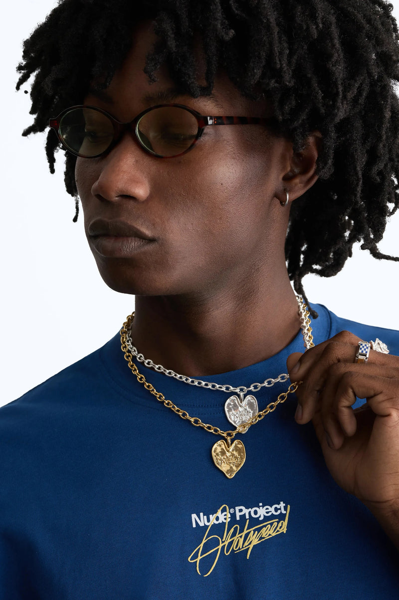 Heart Script Necklace Gold