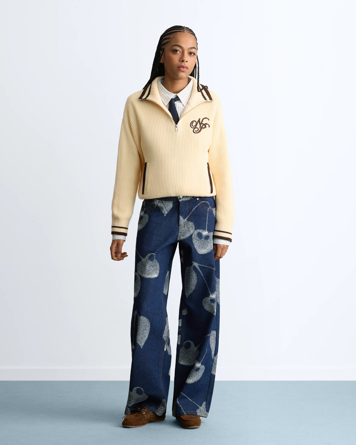 Ying-Yang Quarter-Zip Knit Off-white