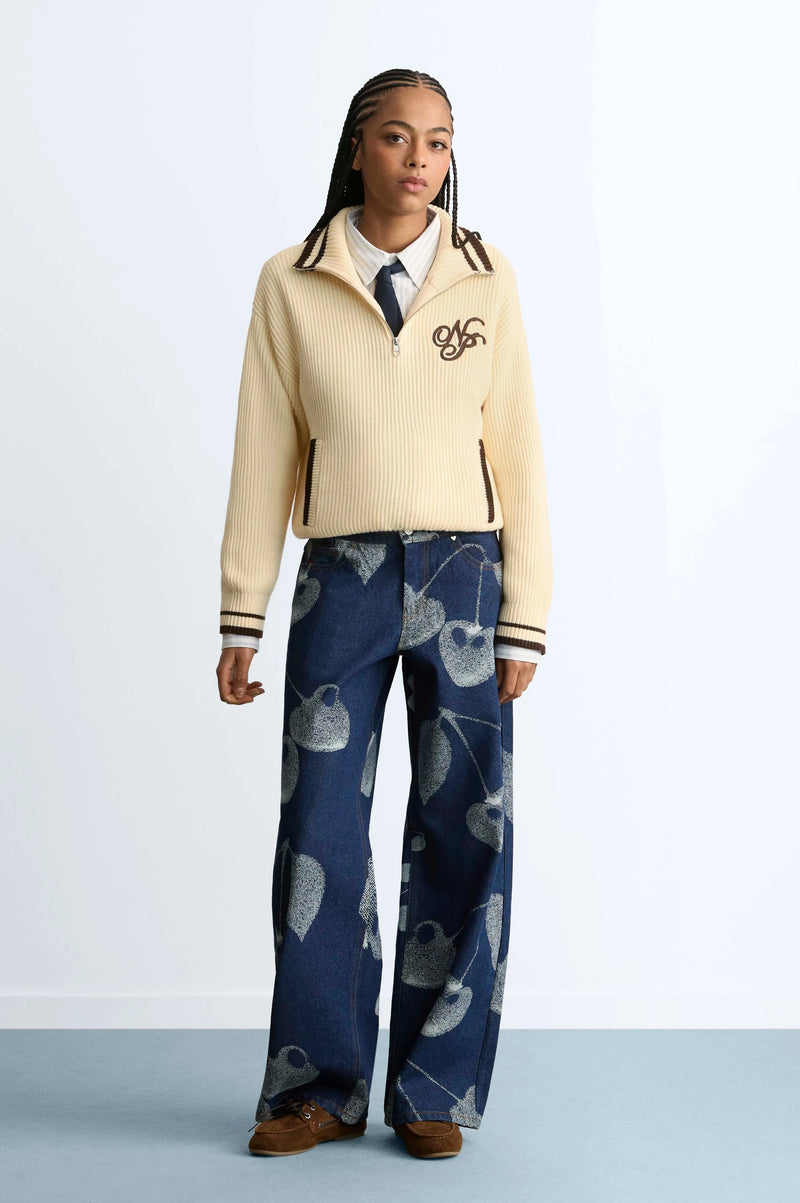 Ying-Yang Quarter-Zip Knit Off-white