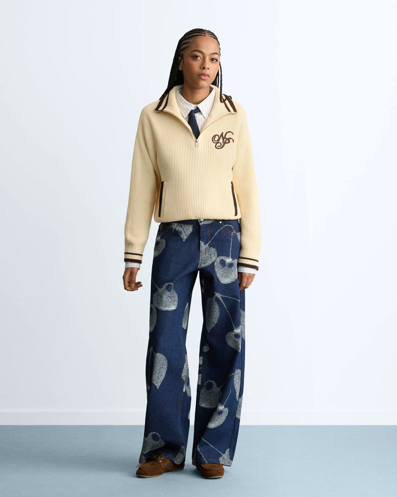 Ying-Yang Quarter-Zip Knit Off-white