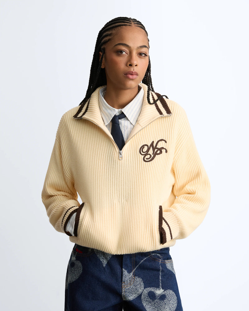 Ying-Yang Quarter-Zip Knit Off-white